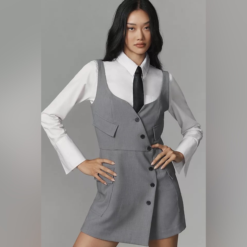 Anthropologie Grey Size 14 Re-Worked‎ Blazer Romper NWT $148 Retro Chic Preppy